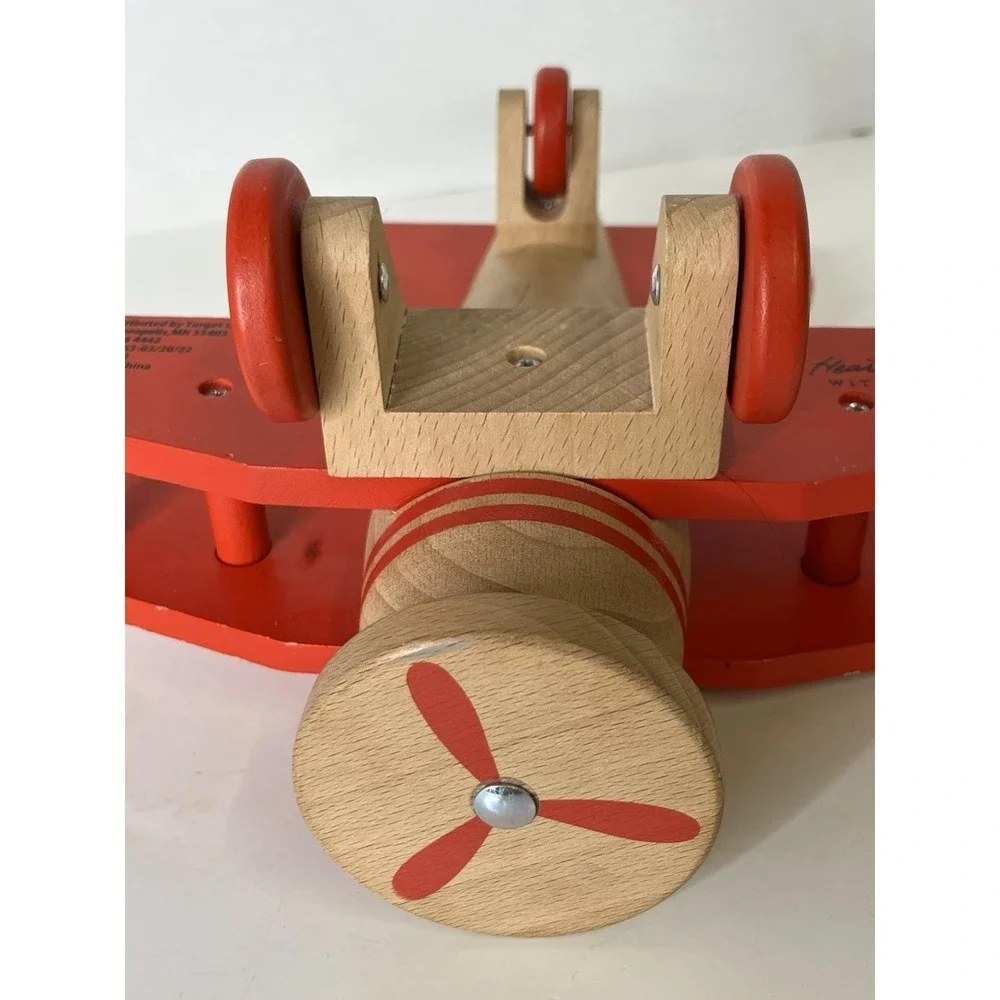 Hearth and Hand with Magnolia Wood Toy Propeller Airplane Red and Tan